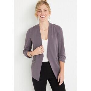 Maurices Womens XS Ever Go Purple Open Front 3/4 Sleeves Stretch Office Blazer
